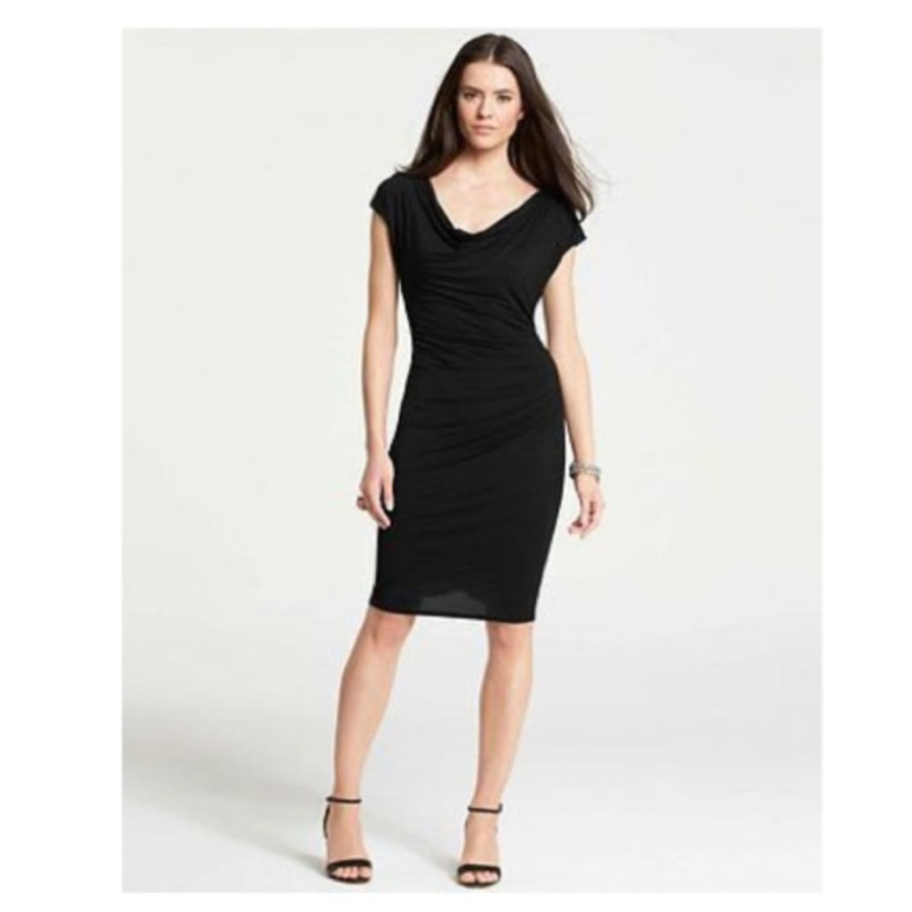 $98🌺Ann Taylor Cowl Neck Side Ruched Sheath Dress